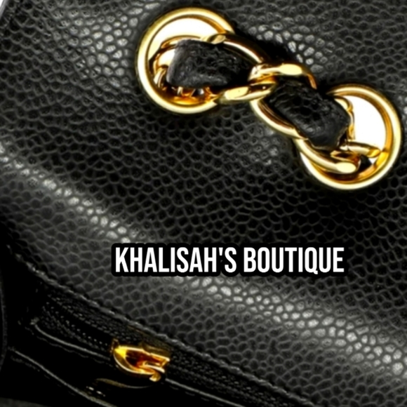 Rare!!! Chanel CC 24 kt GHW Classic Single Flap Bag Quilted BLACK Caviar JUMBO - Picture 6 of 9